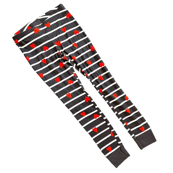 New OLD NAVY Kids Heart Print Striped Cotton Pajama Set Gray Red Sz L (10) - Picture 3 of 6